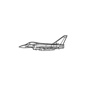 Ignite Laser Eurofighter Typhoon - Multirole Combat Aircraft Silhouette Metal Wall Art Rustic Metal 47 inch - 120 cm