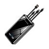 Maxxlee 20000mAh Powerbank Built-in 3 Cables High Capacity Battery Charger for Android iPhone Black
