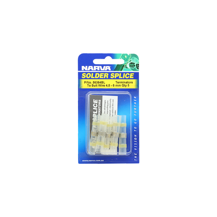 Narva 4.5-6mm Yellow Solder Splice - 5 Pack