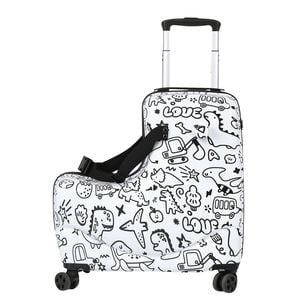 Kids Ride On Luggage with DIY Coloring Durable Lightweight Carry On Travel Suitcase with Spinner Wheels TSA Lock
