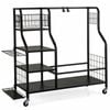 Costway Golf Bag Storage Garage Organizer Club Rack Lockable Wheel