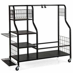 Costway Golf Bag Storage Garage Organizer Club Rack Lockable Wheel