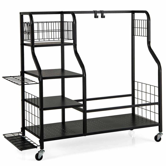 Costway Golf Bag Storage Garage Organizer Club Rack Lockable Wheel