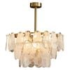 LumenSphere Nuvola 6-Light Round Chandelier - Brushed Gold Finish, Opal Artistic Glass, Iron Frame, G9 Base