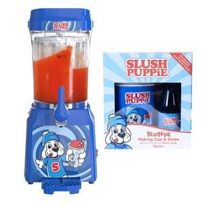 Slush Puppie 1L Slushie Making Machine & Cup w/Blue Raspberry Syrup Drink Set