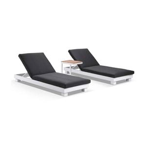 Santorini Aluminium Sun Lounge Set In Charcoal W/ Round Table