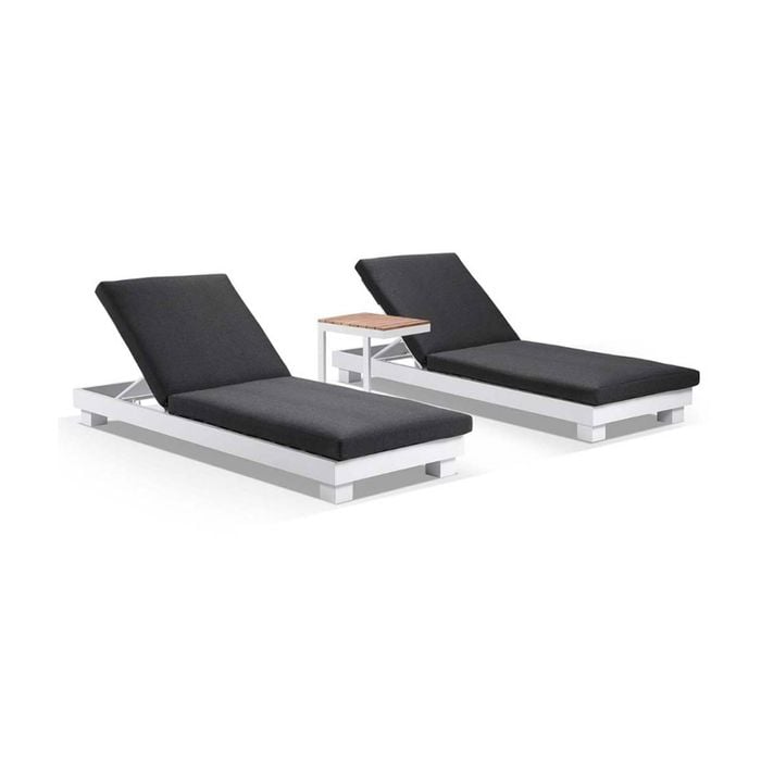 Santorini Aluminium Sun Lounge Set In Charcoal W/ Round Table
