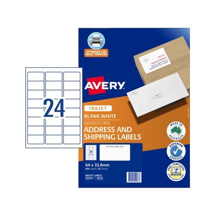 Avery Inkjet Address Label 25pcs (24 per Sheet)