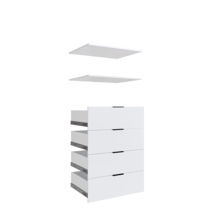 Lugna White 4 Drawer 2 Shelf Insert Kit - To Suit 750 x 580mm Cabinet Shell