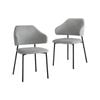 Oikiture 2PC Dining Chair Fabric  Grey&Black