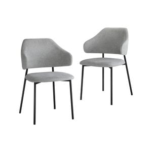 Oikiture 2PC Dining Chair Fabric  Grey&Black