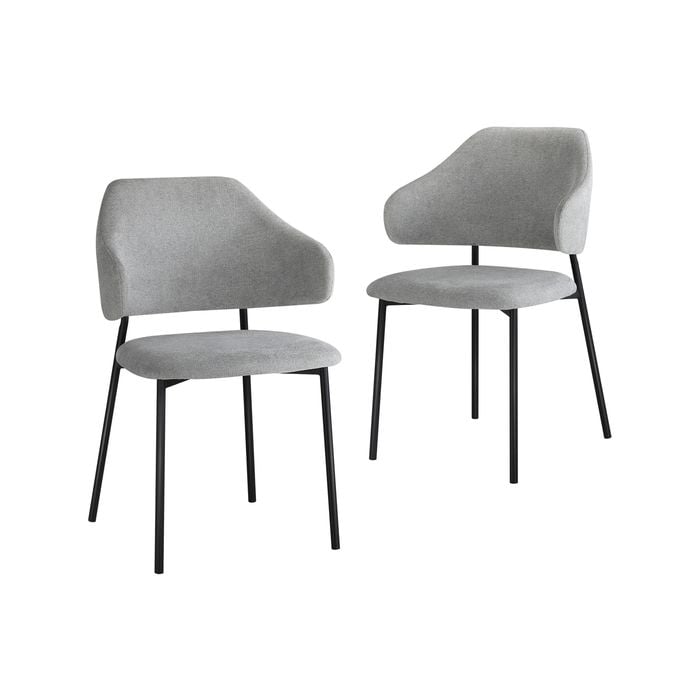 Oikiture 2PC Dining Chair Fabric  Grey&Black