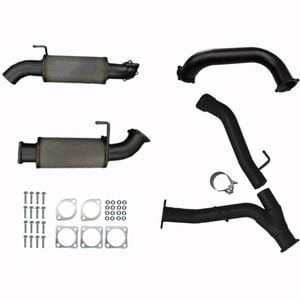 Toyota Landcruiser Exhaust 200 Series 4.5L V8 Twin 3" To Single 3.5" DPF Back With Mid & Rear Mufflers Black 409 Stainless Steel
