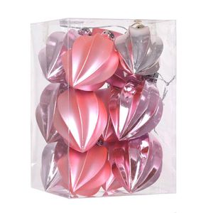 Catzon 12 Pcs Finial Drop Christmas Ornaments Shatterproof Baubles with String for Holiday-Pink