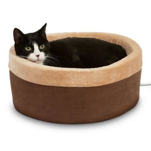 K & H Thermo Kitty Cuddle Up Heated Cat Bed Mocha 50cm