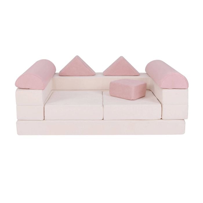 Costway Convertible Sofa Set Soft Block Couch Lounger - Pink
