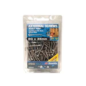 Zenith 8G x 35mm Stainless Steel 304 Square Drive External Screw - 100 Pack