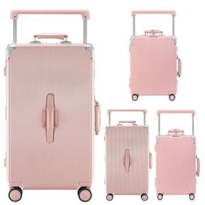 AIRWAY Aluminum Frame Luggage Family Set – 4-Piece Durable Travel Suitcase Collection Pink