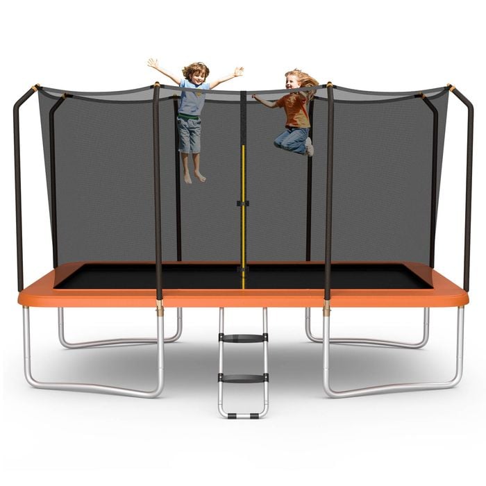 Costway 14 X 8ft Kids Outdoor Trampoline Jumping Rebounder Bouncer Max. 200kg - Orange