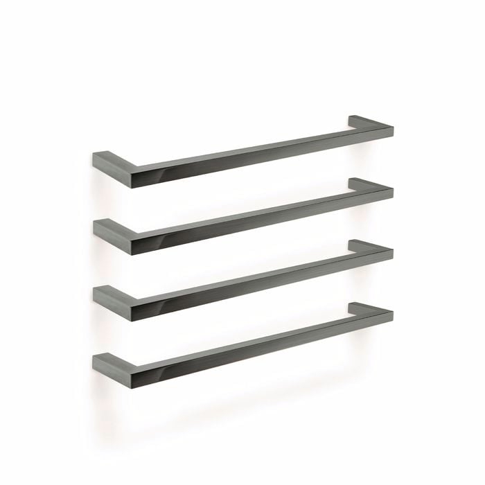 Forme 600mm Square Brushed Gun Metal Grey PVD Single Heated Rail