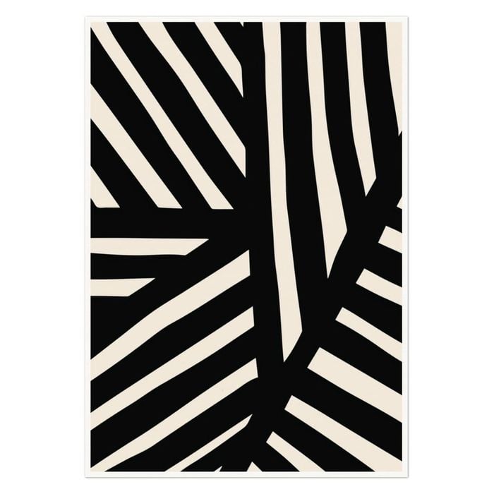 Galrie Striking Bold Black and White Abstract Art Print for Modern Decor, Poster Only, A2 42 x 60cm (16 x 24inch)