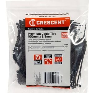 Crescent 100 x 2.5mm Black Cable Ties - 500 Pack