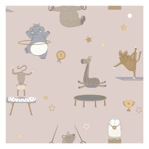 Animal Gymnastics Pink Wallpaper  53cm x 10.05m