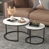Advwin Nesting Coffee Table Marble Finish 65 & 45cm Round White
