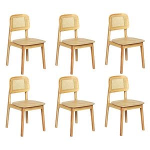 Levede 6Pcs Rattan Back Solid Wood dining Chair