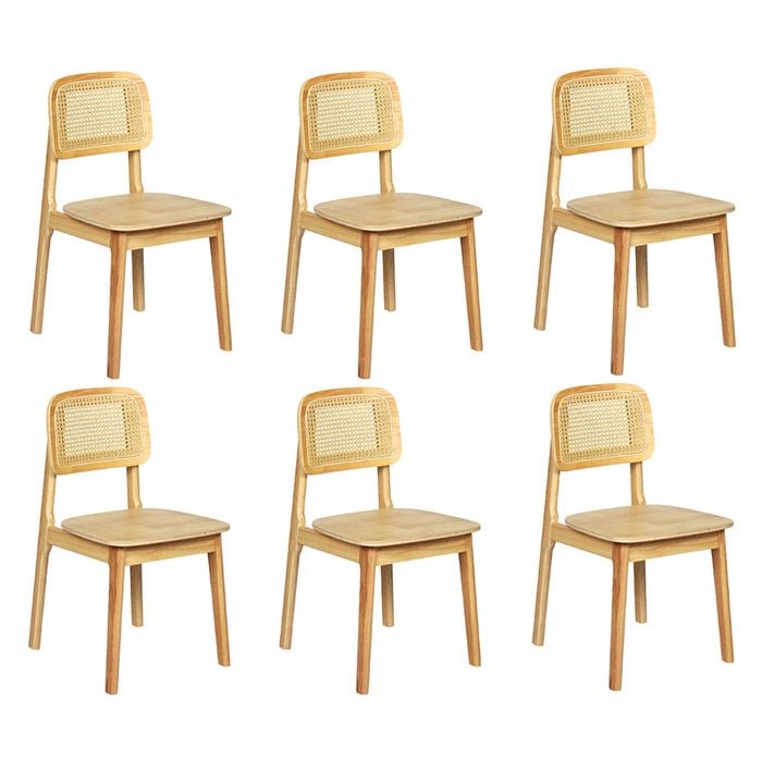 Levede 6Pcs Rattan Back Solid Wood dining Chair