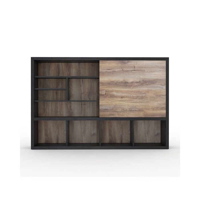 Modern Furniture DAXTON Display Unit 2.4M - Warm Oak & Black