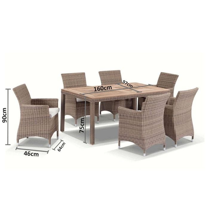 Outdoor Sahara Seater Teak And Wicker Dining Setting Bunnings