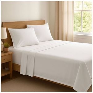 The Lighthouse Washed Cotton Bed Sheet Set With Pillowcase Double White