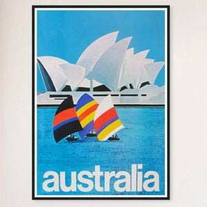 Galrie Sydney Harbour Vintage Travel Poster Retro Australian Wall Art Print Home Décor, Black Frame, A1 60 x 84cm (23 x 33inch)
