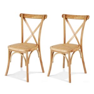 Artiss 2x Dining Chairs Rattan Wooden Chair