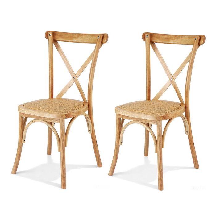 Artiss 2x Dining Chairs Rattan Wooden Chair