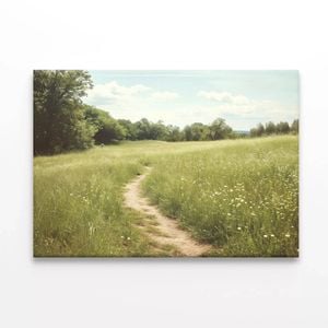 Walking Path through Meadow  Print 100% Australian Made 90 x 60cm  (Stretched)