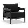 Bronte 1 Seater Outdoor Aluminium Lounge Charcoal & Denim Grey Cushions