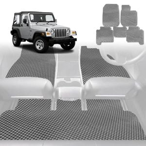 6D Diamond Car Floor Mats for Jeep Wrangler 2006-2018-Full Set-Grey-Outback GT