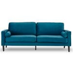 Sarantino Faux Velvet Sofa Bed Couch Furniture Lounge Suite - Blue