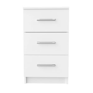 Ufurniture Bedside Table 3 Drawers Nightstand Bedroom Storage Cabinet 66cm Side Table White