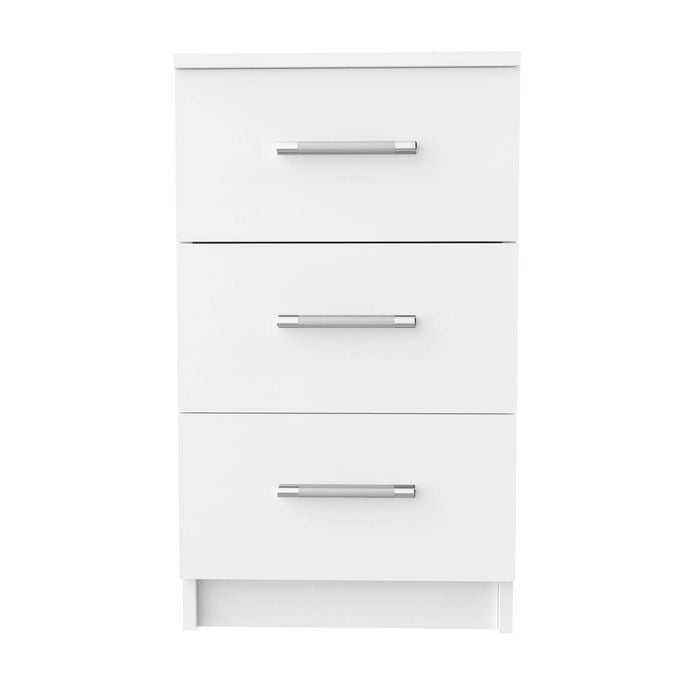 Ufurniture Bedside Table 3 Drawers Nightstand Bedroom Storage Cabinet 66cm Side Table White