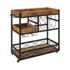 Costway 3-tier Serving Trolley Mobile Bar Cart W/glass Holder & Removable Tray
