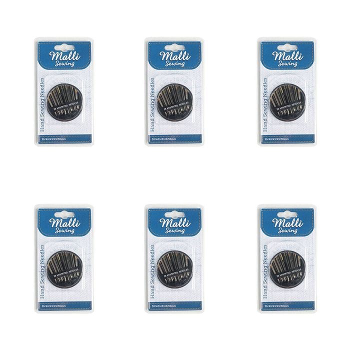 6pk Malli Sewing Metal Hand Sewing Tailoring Needles Set Silver Assorted Sizes