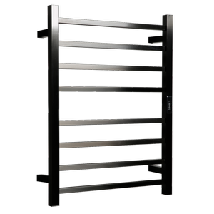 Hotwire 80W 700 x 530mm Gun Metal 8 Bar Flat Square Heated Towel Rail with Timer