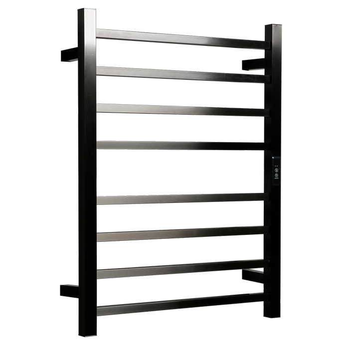 Hotwire 80W 700 x 530mm Gun Metal 8 Bar Flat Square Heated Towel Rail with Timer