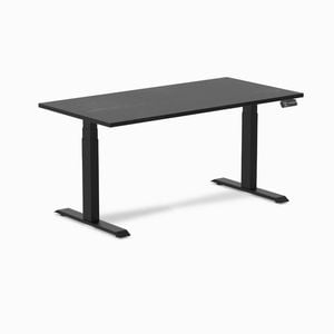 Desky Dual Sit To Stand Black Ash Hardwood Desk 150x75cm Matte Black Frame