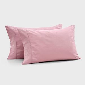 Dreamaker Bonnie Washed Cotton Standard Pillowcase Twin Pack Pink Pearl 48x73cm