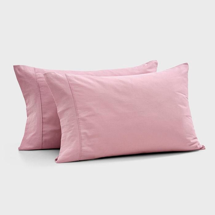 Dreamaker Bonnie Washed Cotton Standard Pillowcase Twin Pack Pink Pearl 48x73cm