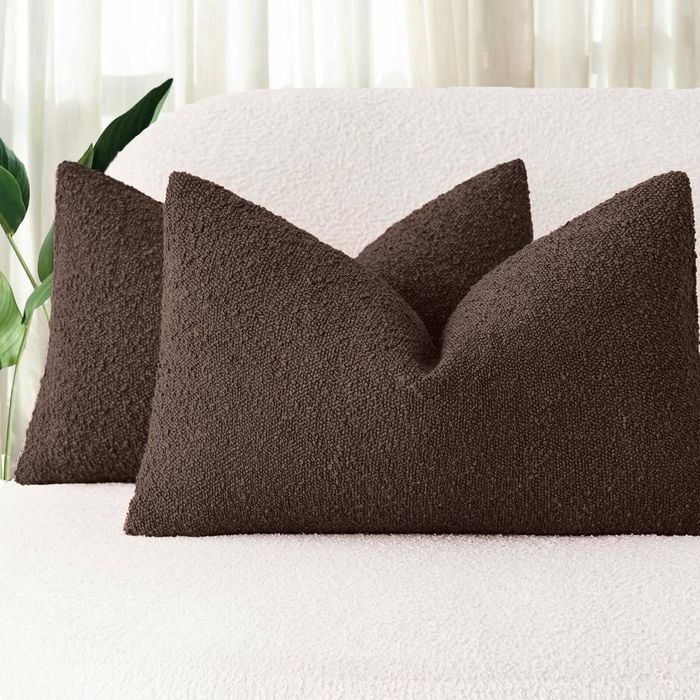 Gioia Casa Twin-pack Bouclé Cushion Covers - Soft Textured Polyester With Hidden Zipper (brown, 30cm X 50cm)